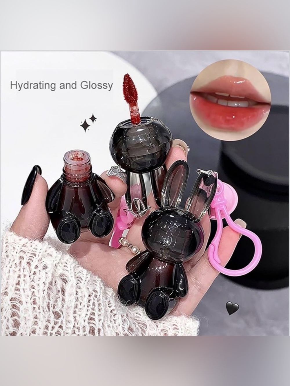 *BUY NOW* GeGe Bear Black Bunny Water Gloss Lip Glaze - NIB
